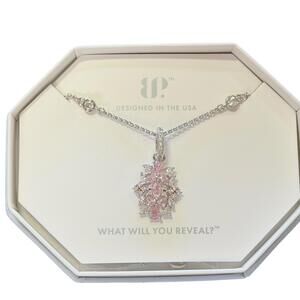 Bomb Party Necklace “Extra is Always Welcome“ Rose Quartz on Rhodium